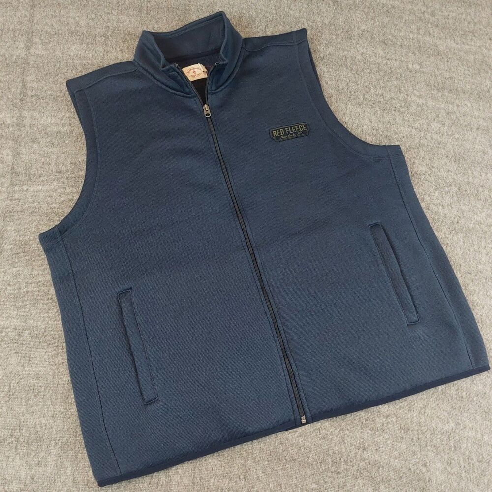 Brooks Brothers Red Fleece NY Vest Men's 2XL Blue Full Zip Sweater
